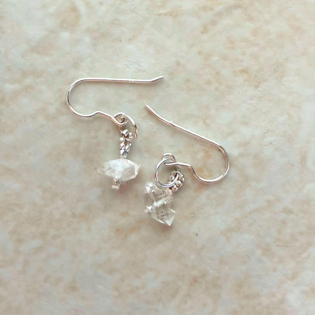 大粒ハーキマーダイヤモンド　カレンシルバービーズ フックピアス Silver925