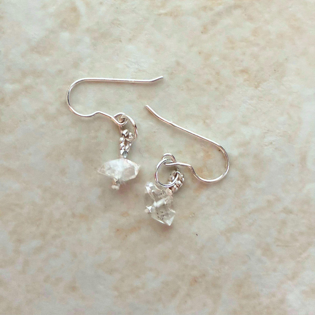 大粒ハーキマーダイヤモンド　カレンシルバービーズ フックピアス Silver925