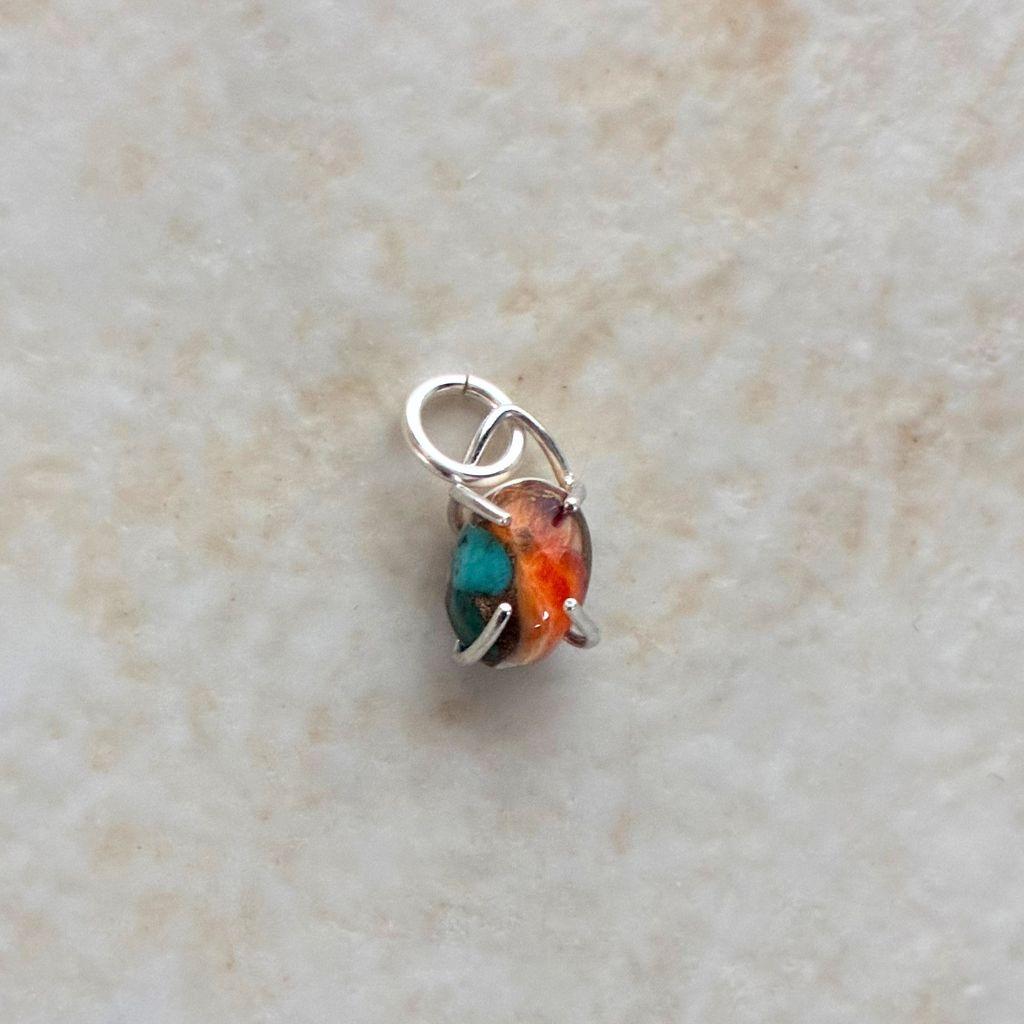 オイスターカッパーターコイズ 8×6mm チャーム Silver925
