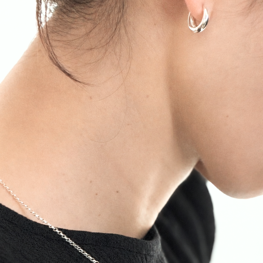 Silver999 medium Hoop Earrings